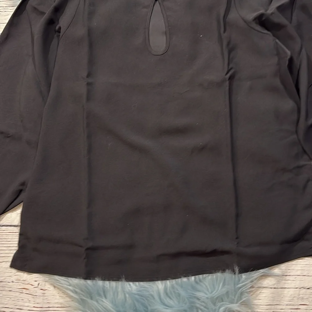 NWT J. CREW Puff-Sleeve Satin-Back Crepe Top in Black Tall Fit